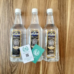 بطری عرق زیره سیاه سنتی کاشان ۱ لیتری ضد نفخ و چربی‌سوز طبیعی