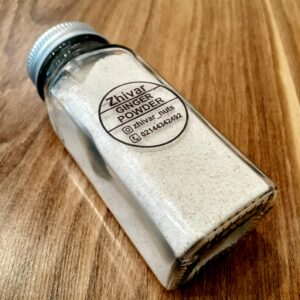 پودر زنجبیل خالص 100 گرمی ژیوار در شیشه مک کارتی با درپوش فلزی بهداشتی و شکیل