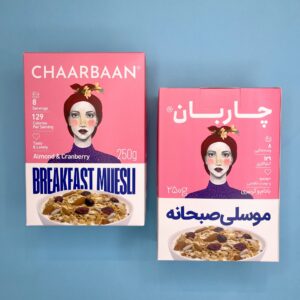 تصویر موسلی بادام و کرنبری چاربان ژیوار – ترکیبی سالم و ترش‌وشیرین با بادام و کرنبری
