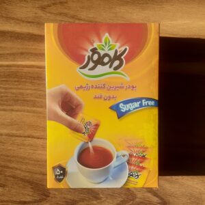 پودر شیرین‌کننده بدون قند کامور بسته ۵۰ عددی ساشه‌ای